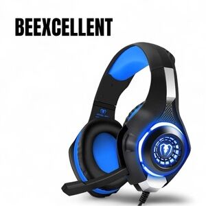 Beexcellent Black and Blue Gaming Headset with LED NWOT